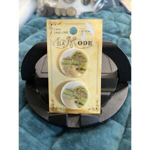 La Mode Scenic Landscape Buttons Made in Italy 2pc Vintage Sewing Craft
